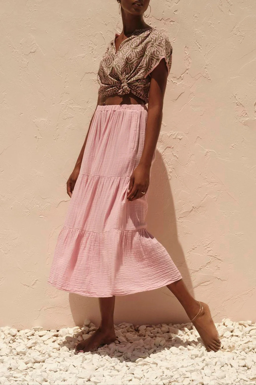 DANIELLE COTTON GAUZE TIERED SKIRT | Velvet by Graham & Spencer