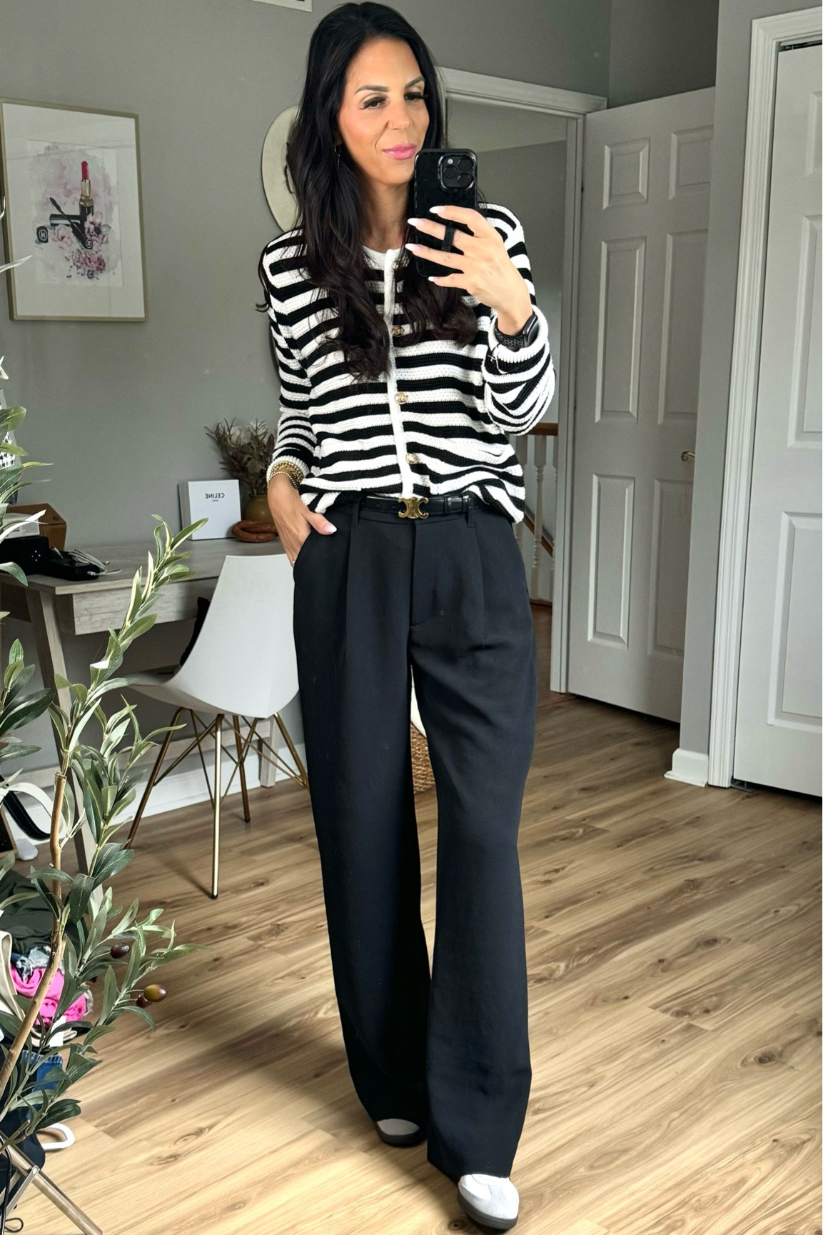 Wide Leg Pants Black And White Striped Pants Outfit Ideas Pants