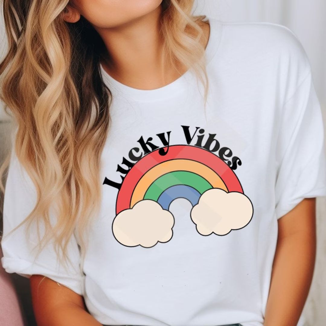 St. Patrick's Day Feeling Lucky Vibes Rainbow Shirt Tshirt Adult - Etsy | Etsy (US)