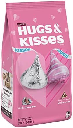 HERSHEY'S HUGS & KISSES Milk Chocolate and White Creme Assortment Candy, Valentine's Day, 23.5 oz Va | Amazon (US)
