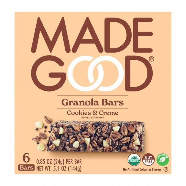 MadeGood Cookies & Creme Granola Bar - 5.1oz/6ct | Target