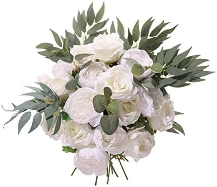 PARTY JOY 20PCS Artificial Flowers Silk Flowers Rose Bouquet Faux Peony Stems for Wedding Centerpiec | Amazon (US)