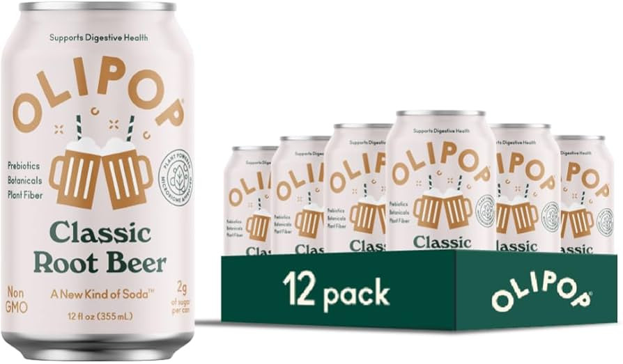 OLIPOP Prebiotic Soda Pop, Classic Root Beer, A New Kind of Soda Packed with Prebiotics, Fiber, a... | Amazon (US)