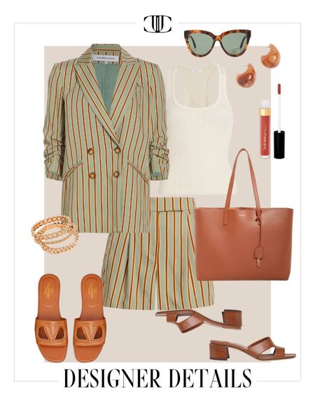 These shorts and jacket are absolutely stunning. I love how the rich brown tones of these shoes compliment the color scheme of the outfit.  

Designer details, designer shoes, blazer, jacket, shorts, spring outfit, summer outfit,  business casual, sunglasses 

#LTKstyletip #LTKshoecrush #LTKover40