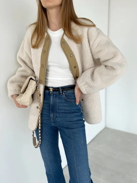 Geneva Faux Shearling Jacket | Cream | Vita Grace
