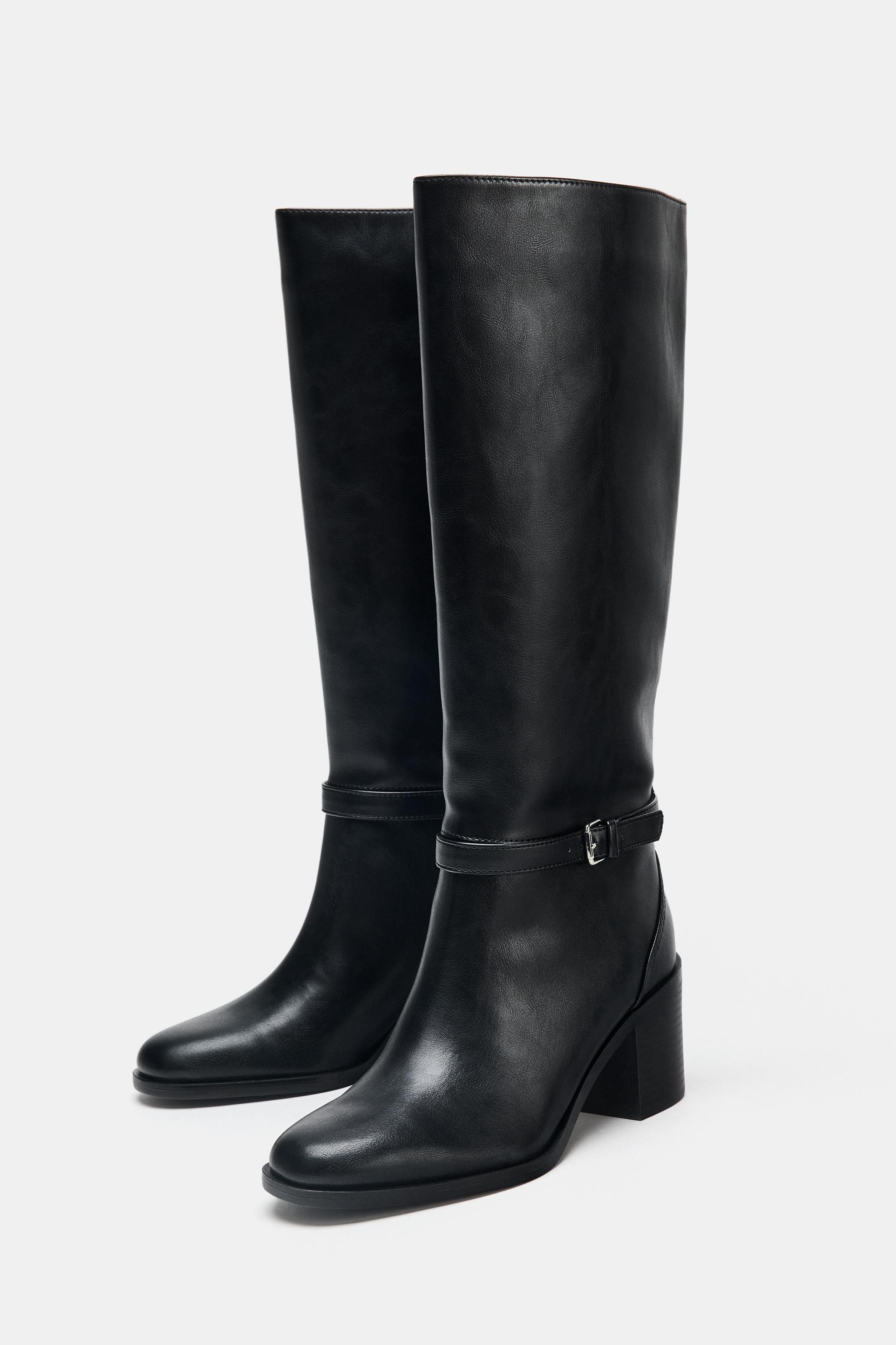 WIDE HEEL BUCKLE BOOTS | Zara US
