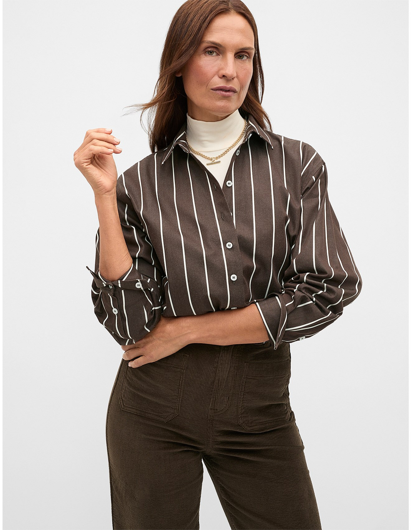 STRIPE COTTON OVERSIZED SHIRT | David Jones (Australia & New Zealand)