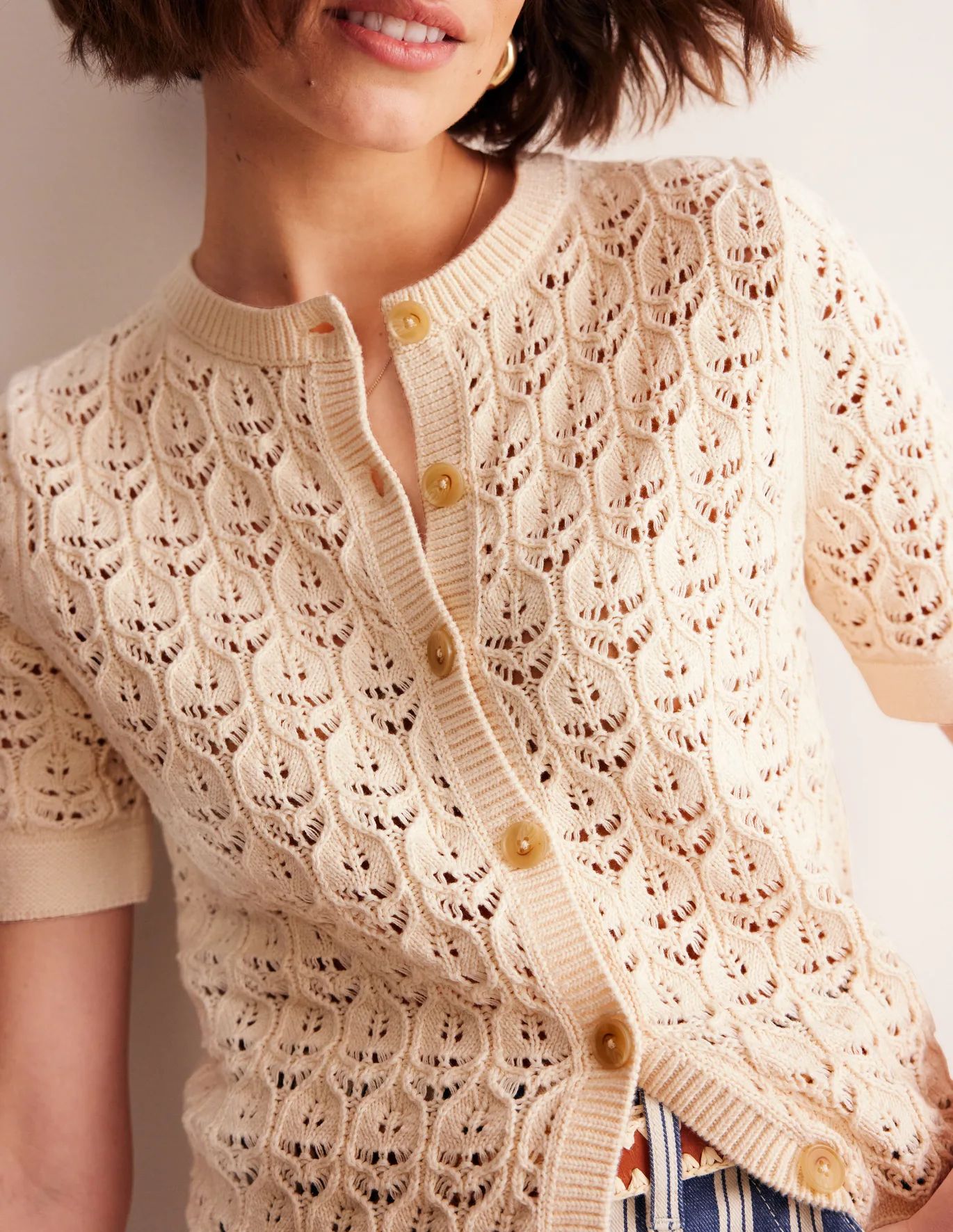 Short Sleeve Crochet Cardigan | Boden (US)