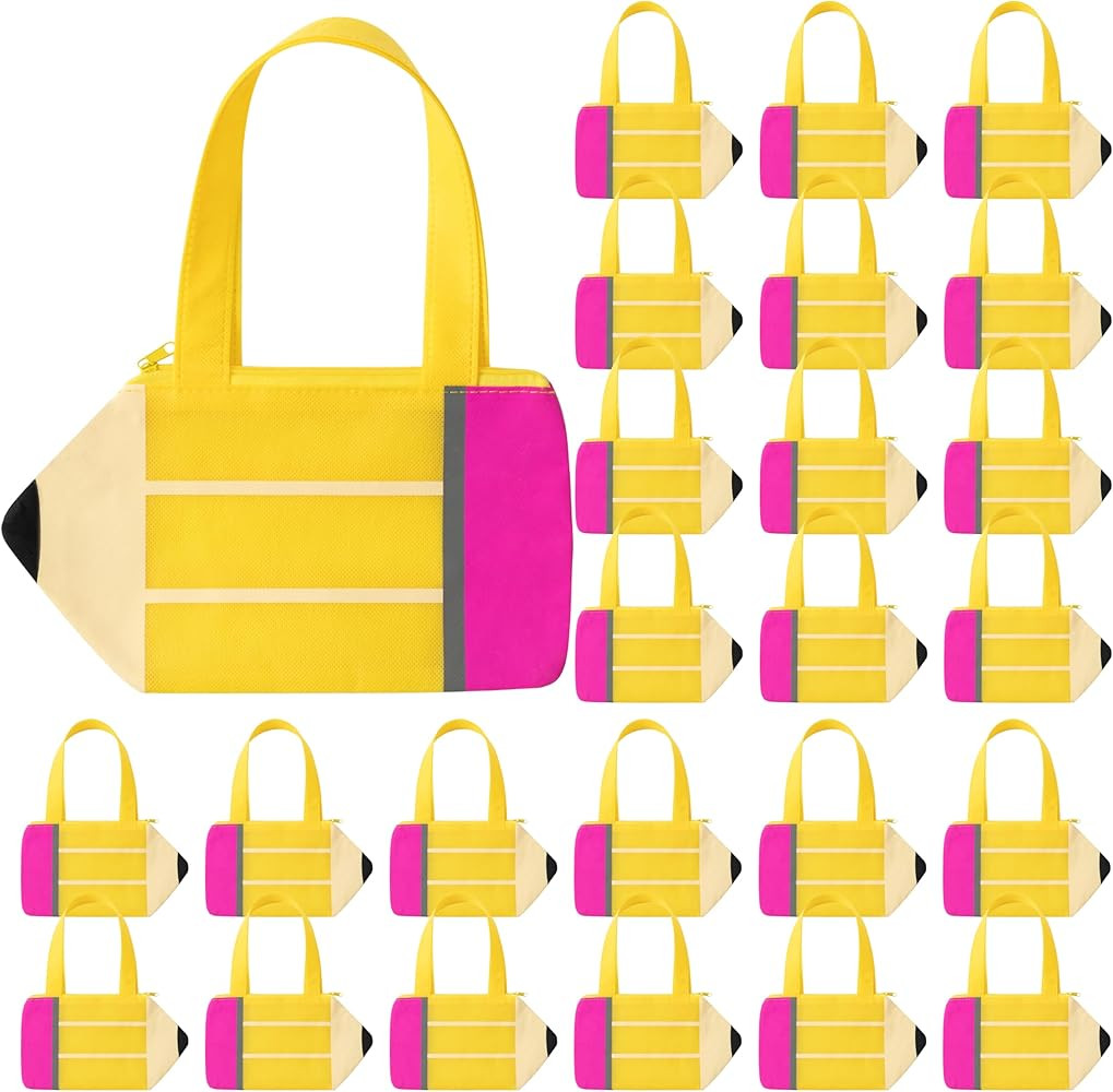 H1vojoxo Pencil Shaped Gift Bags - 24PCS Non Woven Gift Handbags with Zipper for Teacher Apprecia... | Amazon (US)