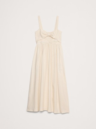 Viscose-Linen Dupioni Bow-Front Maxi Dress | Banana Republic (US)