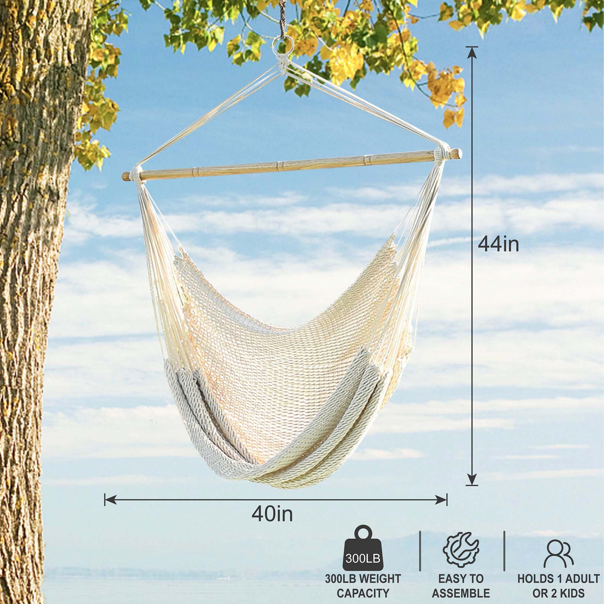 Lazy Daze Hammocks Chair Caribbean Hanging Rope Weaving Chair with 40" Hardwood Spreader Bar and ... | Amazon (US)