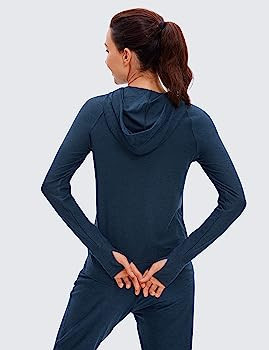 CRZ YOGA Women's Hoodie Long Sleeve Shirts Running Workout Top Pullover Sweatshirts with Pocket | Amazon (US)