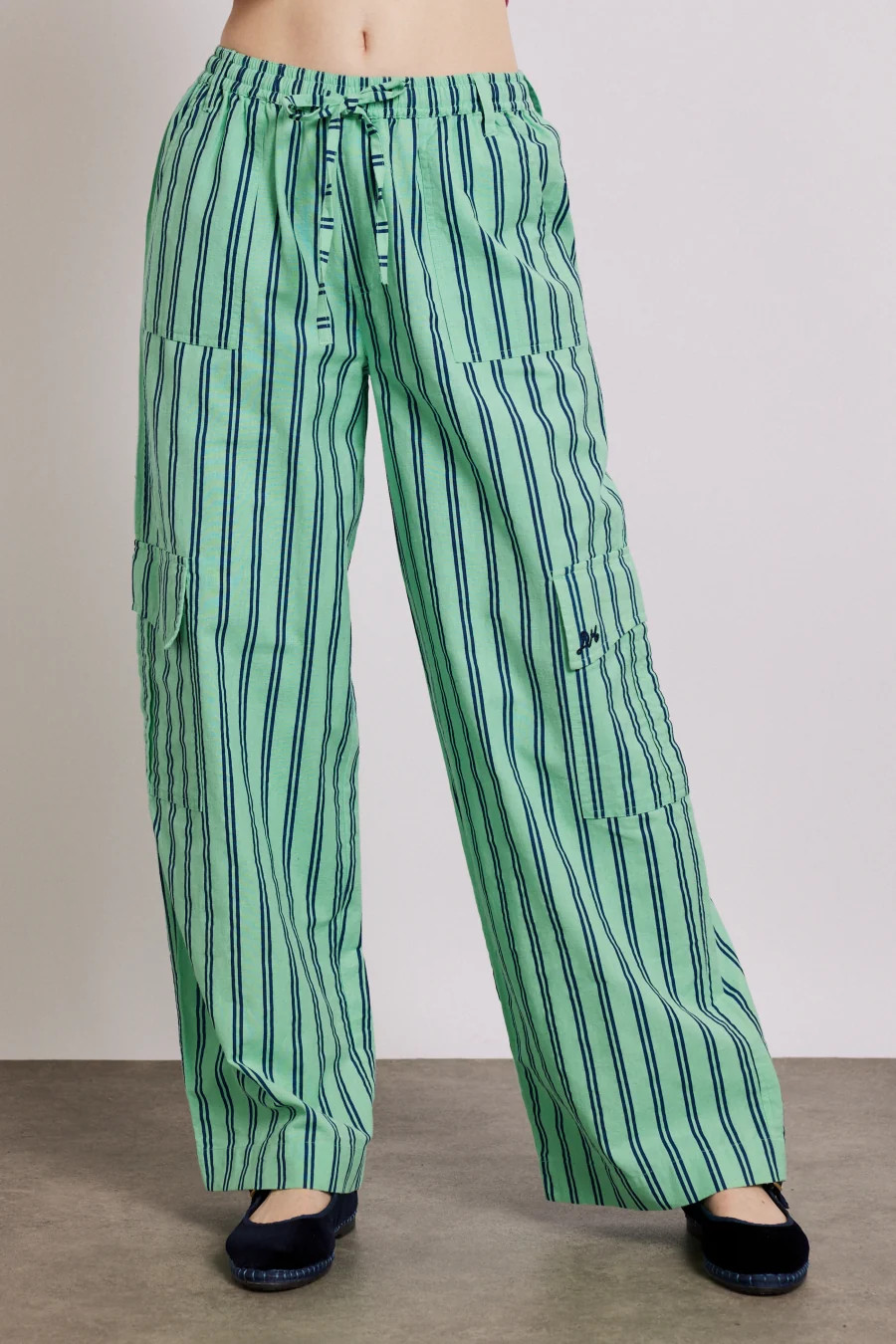 sydney coastal cargo pants - mint stripe | Damson Madder