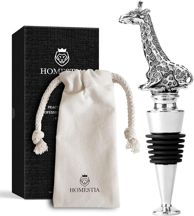 Homestia Wine Stopper with Giraffe Top Bottle Stopper, Reusable Zinc Alloy Wine Bottle Stopper wi... | Amazon (US)