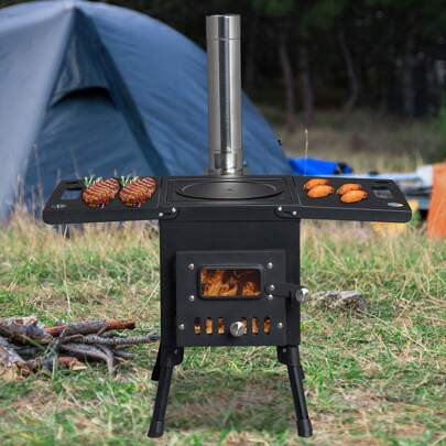 Wood Camping Stove Black 57.5*31*37cm | SHEIN