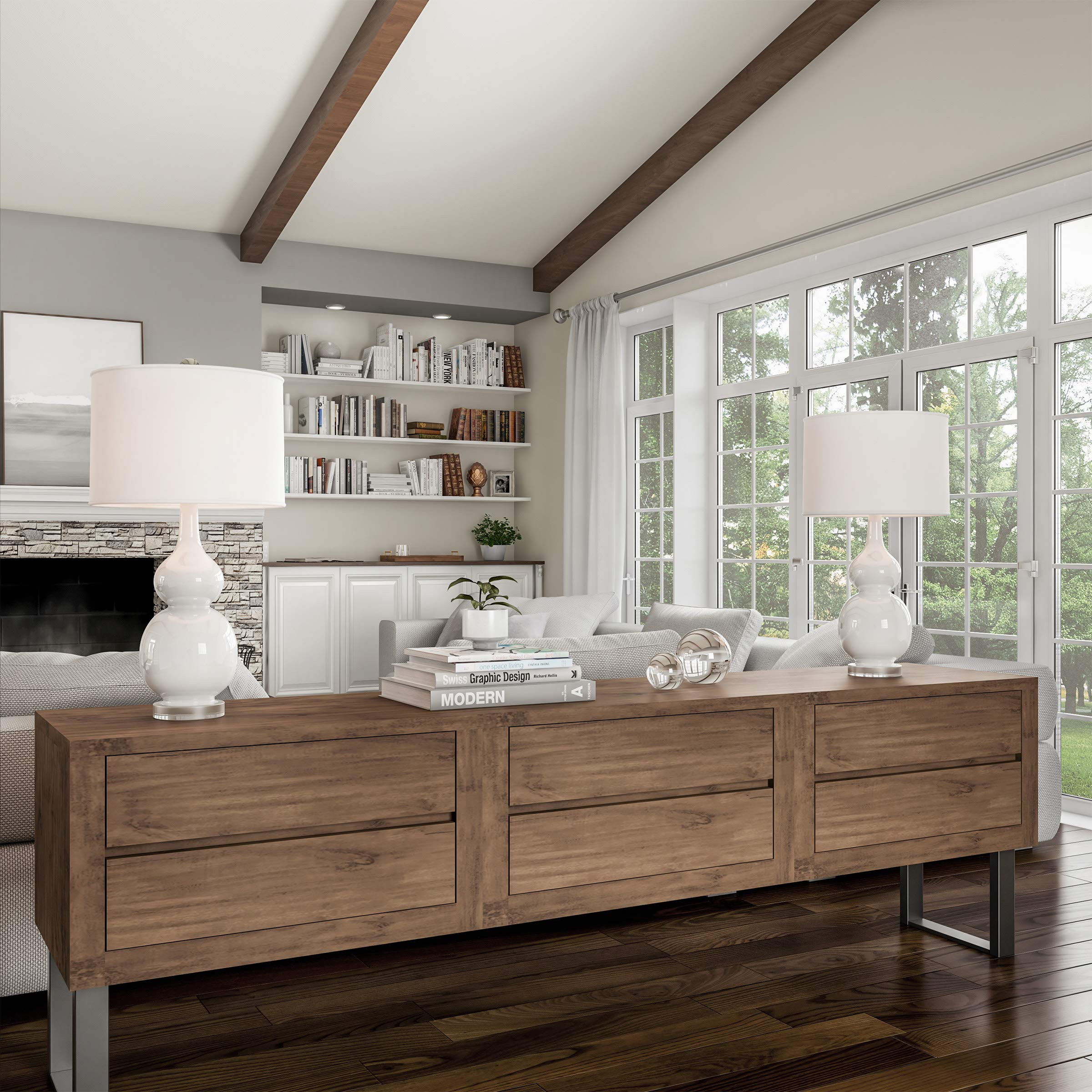 Ceramic Table Lamps - Set of 2 Double Gourd Vintage-Style Accent Lights for Bedroom, Living Room,... | Amazon (US)