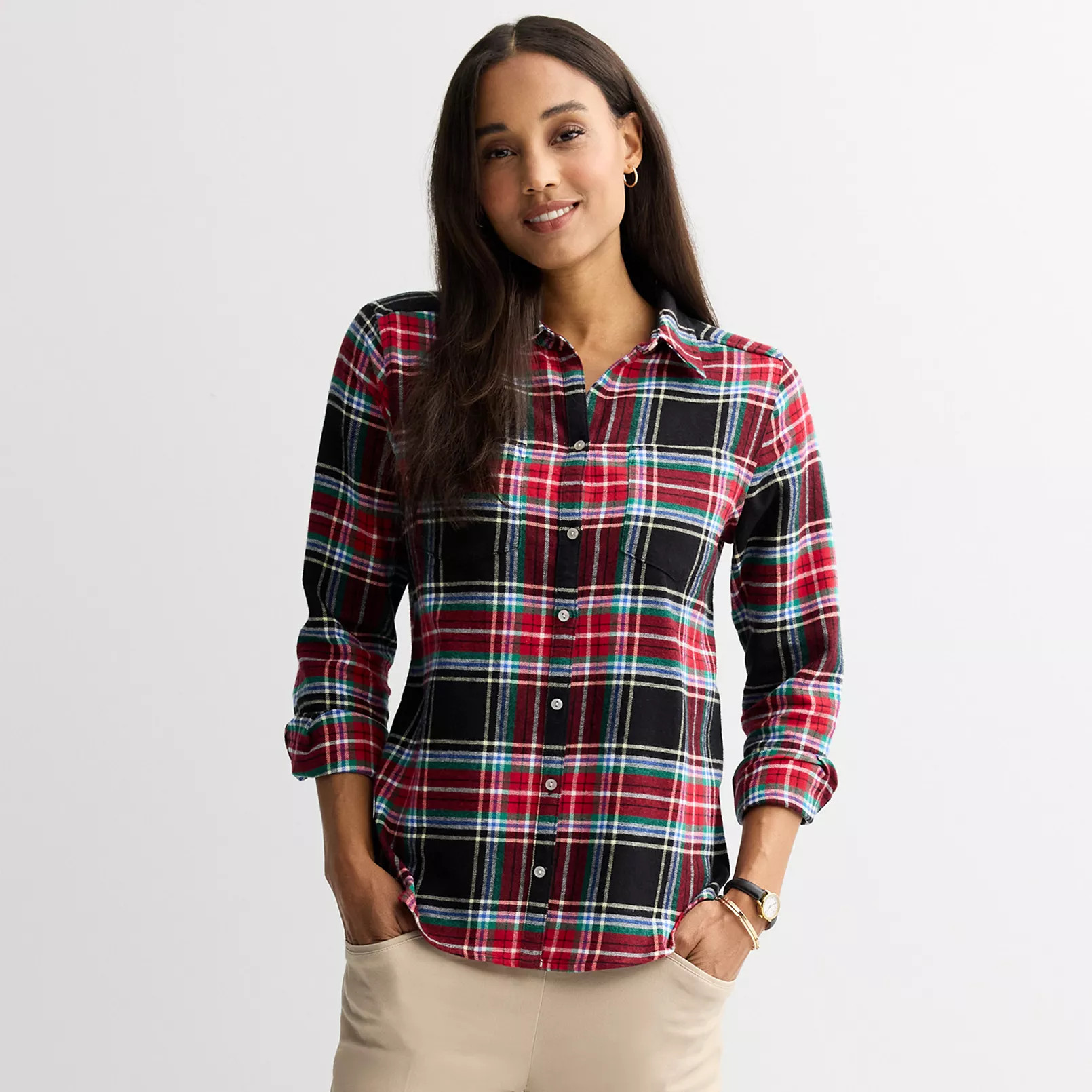 Women's Croft & Barrow® The Extra Soft Plaid Flannel Shirt | Kohl's
