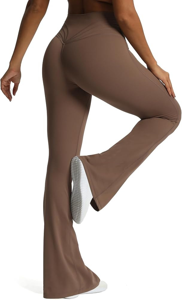 Aoxjox Flare Leggings for Women Trinity Tummy Control High Waisted Wide Leg Yoga Pants | Amazon (US)
