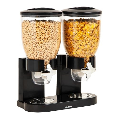 Mind Reader Double Cereal Dispenser for Countertop, 2 x 2L Airtight Containers, Rotating Dry Food Dispenser for Cereal, Rice, Candy, Coffee Beans, Black | Amazon (US)