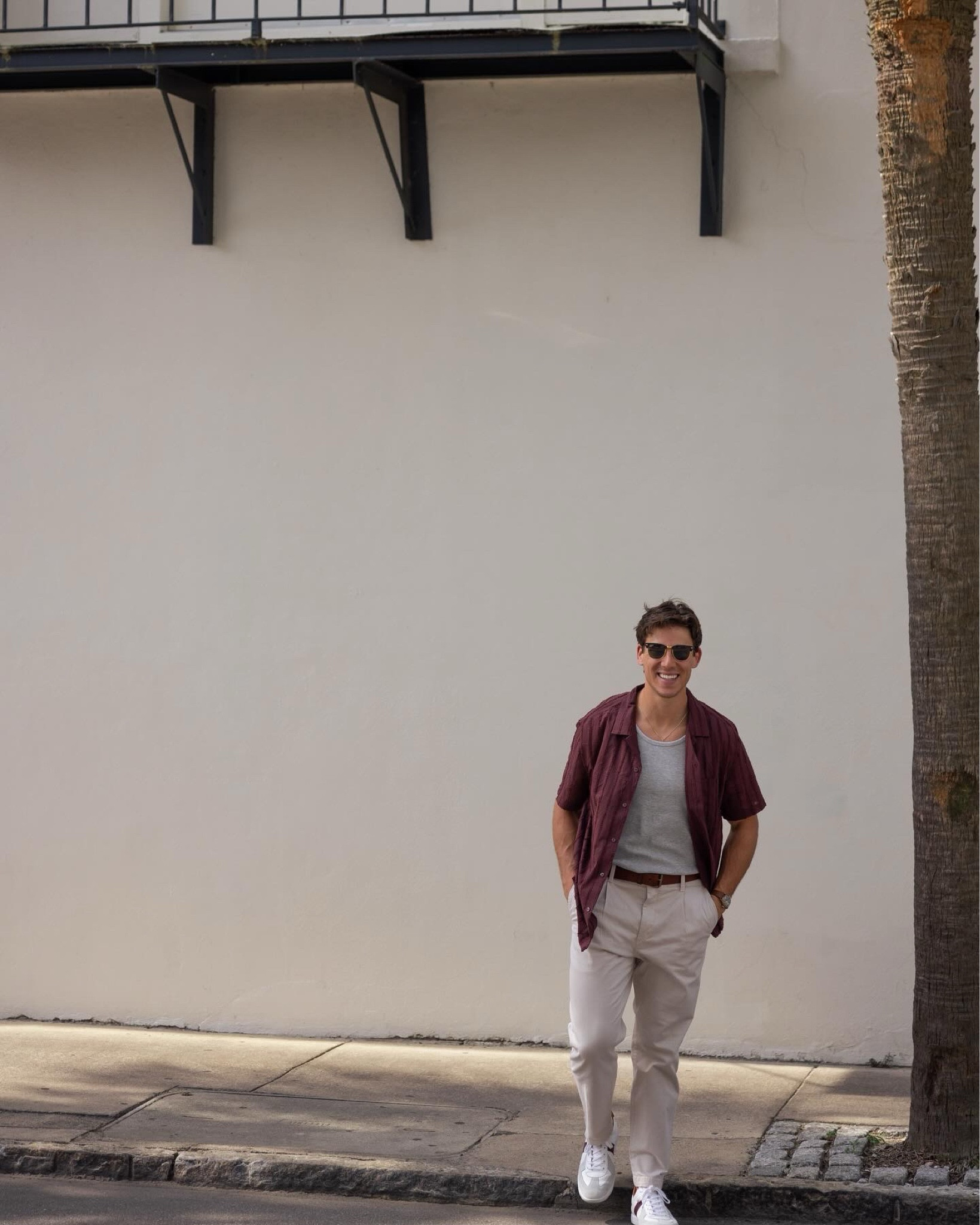 H&M spring outfit - camp collar polo, grey ribbed undershirt, and cropped cotton chinos

#LTKstyletip #LTKSeasonal #LTKmens