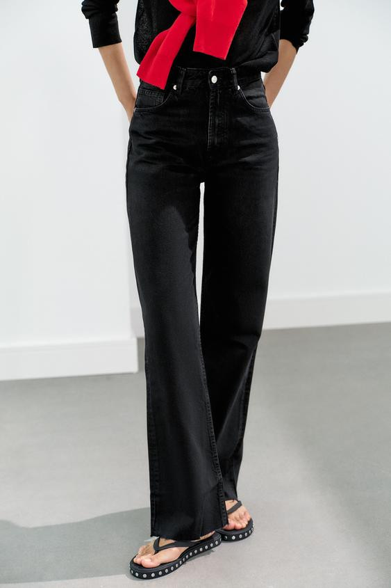 Zara - Trf High Rise Wide Leg Jeans - Women - Black - Women | Zara US