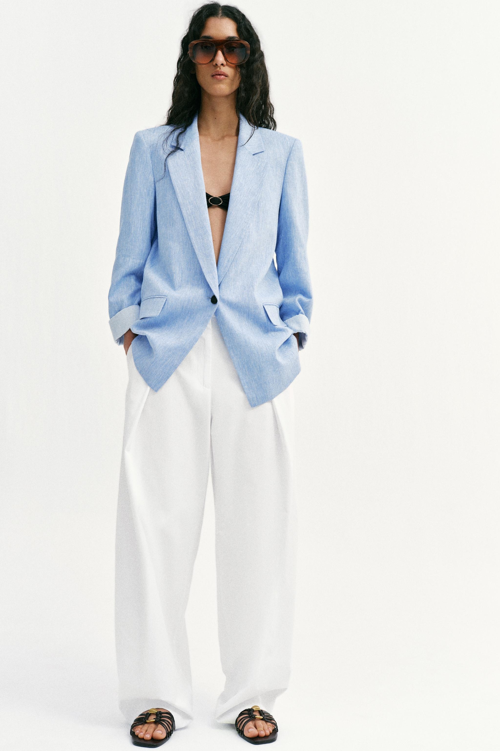 LINEN BLAZER WITH ROLLED-UP SLEEVES | Zara US