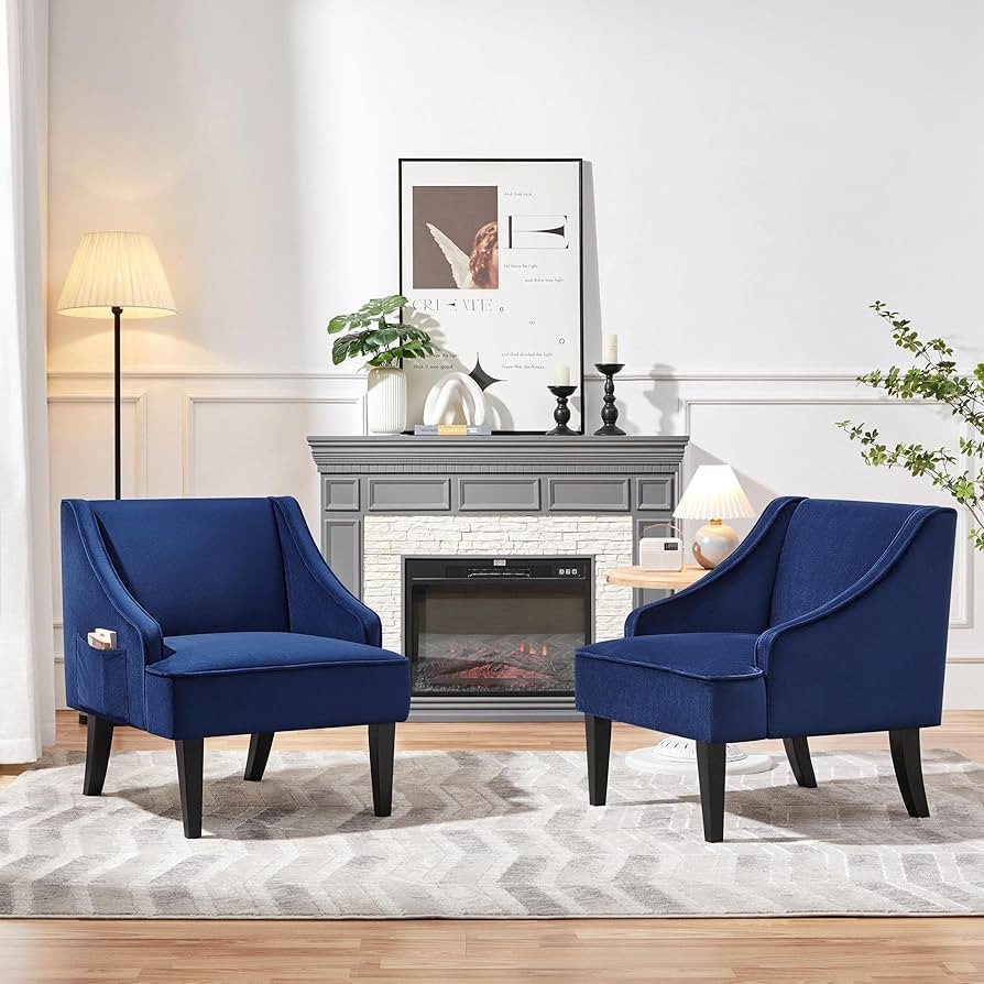 Yaheetech Mid-Century Accent Chair, Velvet Cozy Armchair with Pocket, Wood Frame Comfy Barrel Cha... | Amazon (US)