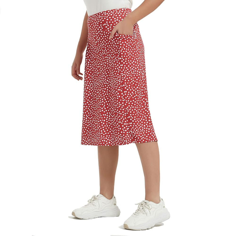 NOOYME 28" Skorts for Women with 3 Pockets Modest Knee Length Athletic Midi Skirts | Amazon (US)