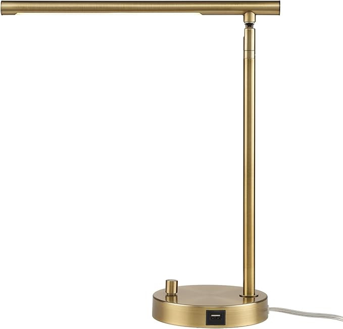 Globe Electric 52267 Ross 16" Integrated LED Desk Lamp, Matte Brass, Dimmable On/Off Rotary Switc... | Amazon (US)