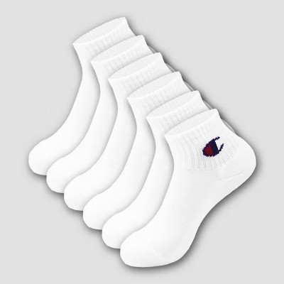 Champion Girls' 6pk Ankle Socks - White M | Target