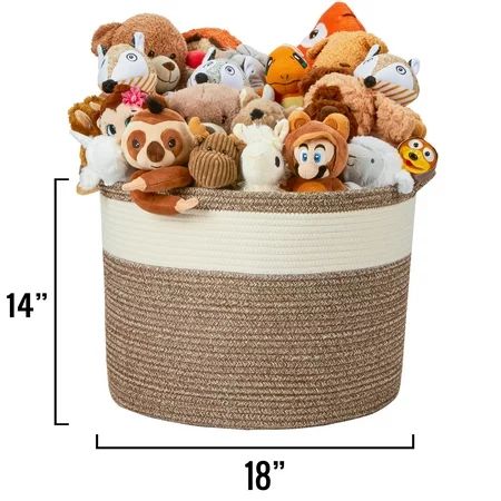 Large Cotton Rope Basket – 18”x14” – Extra Large Woven Basket – Multipurpose Blanket Storage Basket  | Walmart (US)