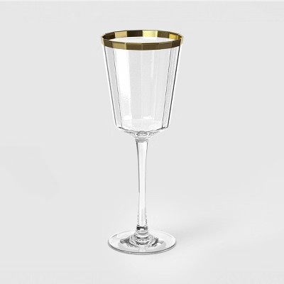 9.1 fl oz Faceted Stemmed Wine Glass Rimmed Clear - Threshold™ | Target