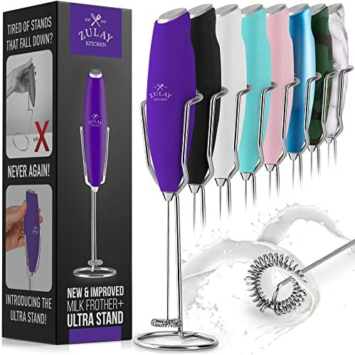 Zulay Milk Frother Handheld Foam Maker With Upgraded Ultra Stand - Powerful Coffee Frother Electr... | Amazon (US)