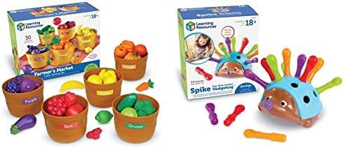 Learning Resources Farmer's Market Color Sorting Set, 30 Piece Set, Ages 18+ Months & Spike The F... | Amazon (US)