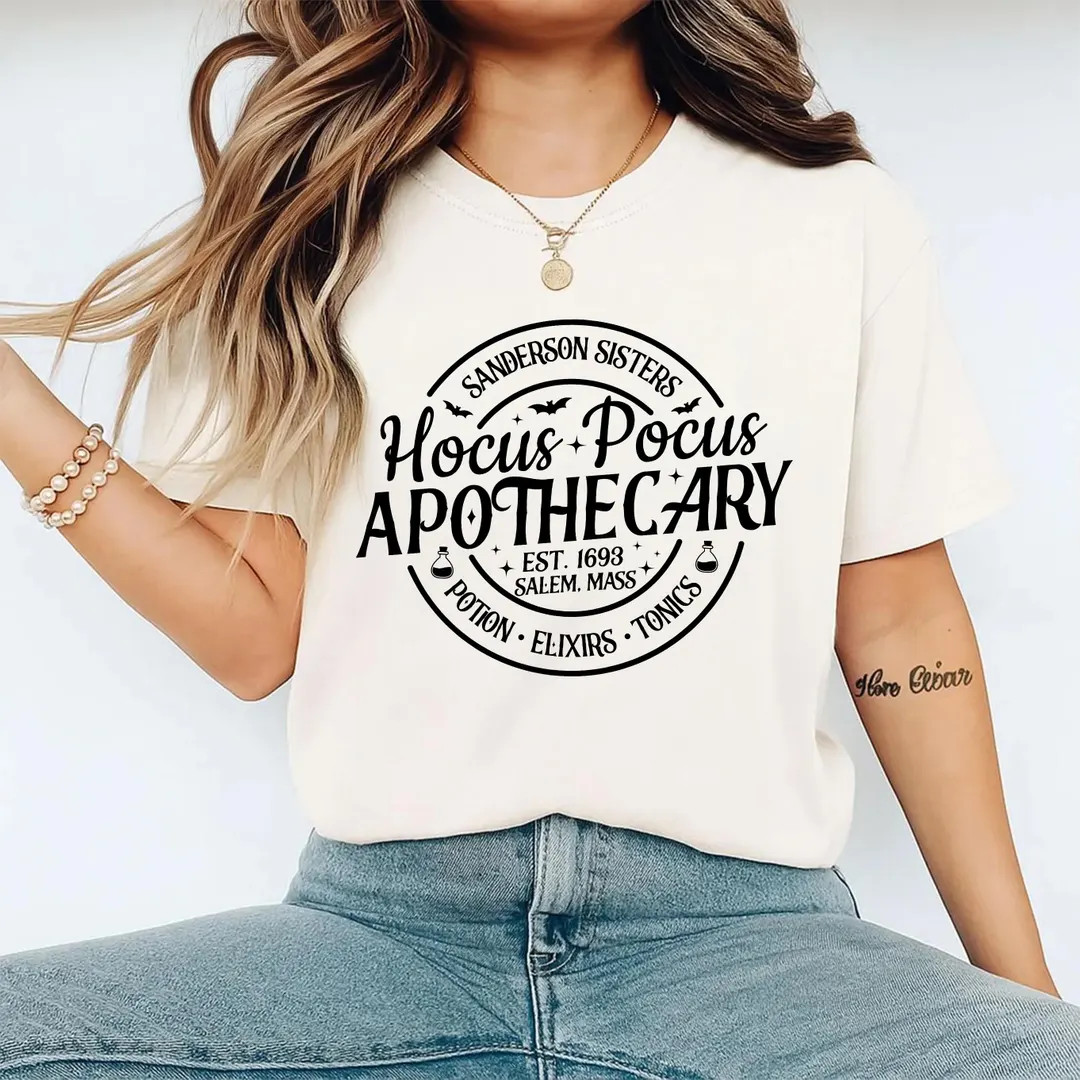 Hocus Pocus Apothecary Shirt Sanderson Sisters Graphic Tee Salem Potion Elixirs Tonics Halloween ... | Etsy (US)