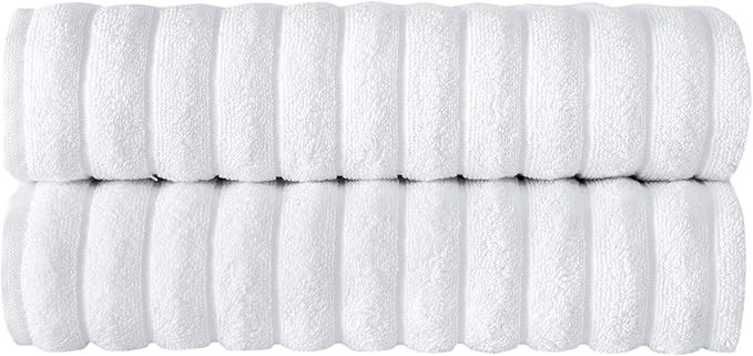 Classic Turkish Towels - 2 Piece Luxury Ribbed Bath Towels - 100% Turkish Cotton, Quick Dry, Soft... | Amazon (US)