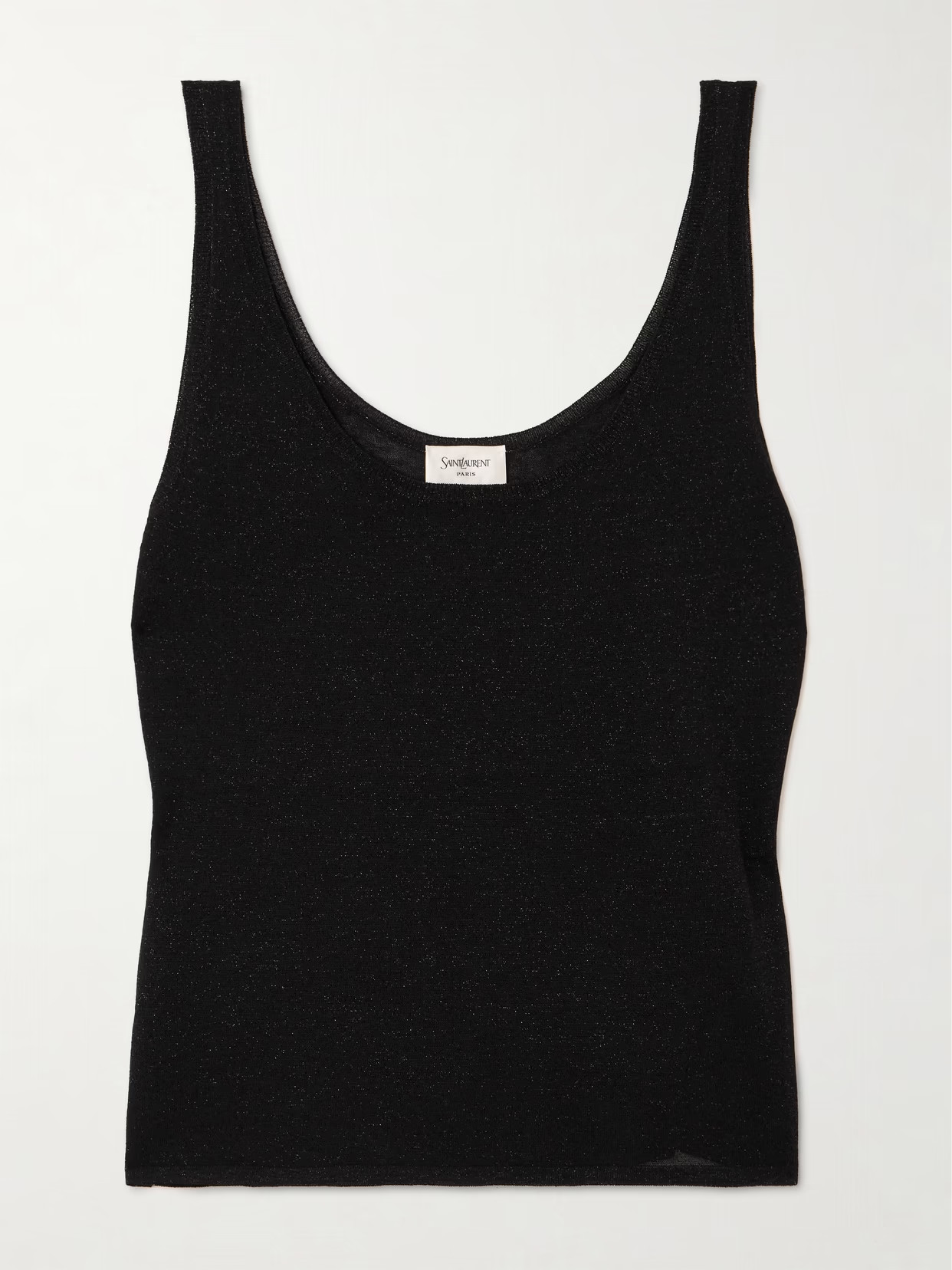 SAINT LAURENT - Metallic Knitted Tank - Black | NET-A-PORTER (US)