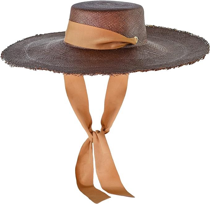 Amazon.com: Sensi Studio, Extra Long Brim Frayed Cordovan with Adjustable Ribbon | Amazon (US)