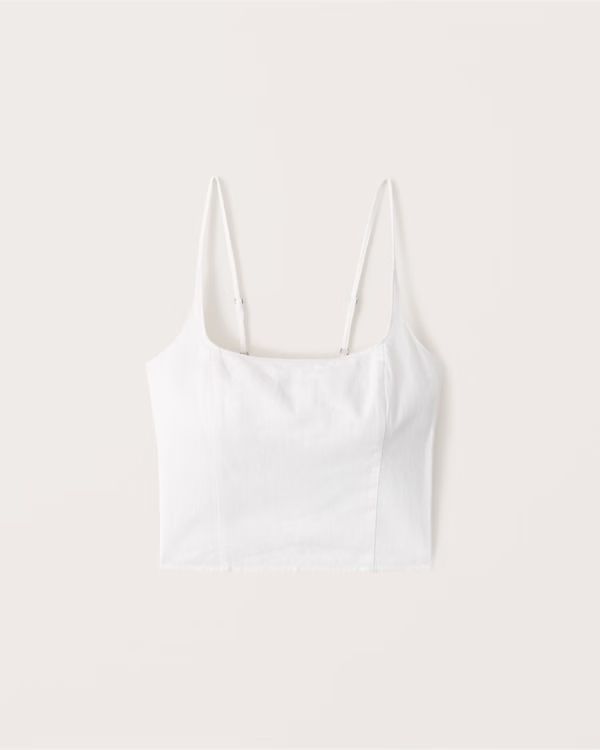 Squareneck Linen-Blend Top | Abercrombie & Fitch (US)