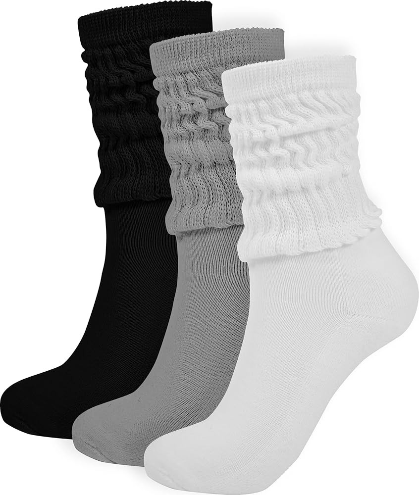 BomKinta Crew Slouch Socks Women - Retro Scrunch Short Sock - Soft Solid Ankle Socks Size 5-11 | Amazon (US)