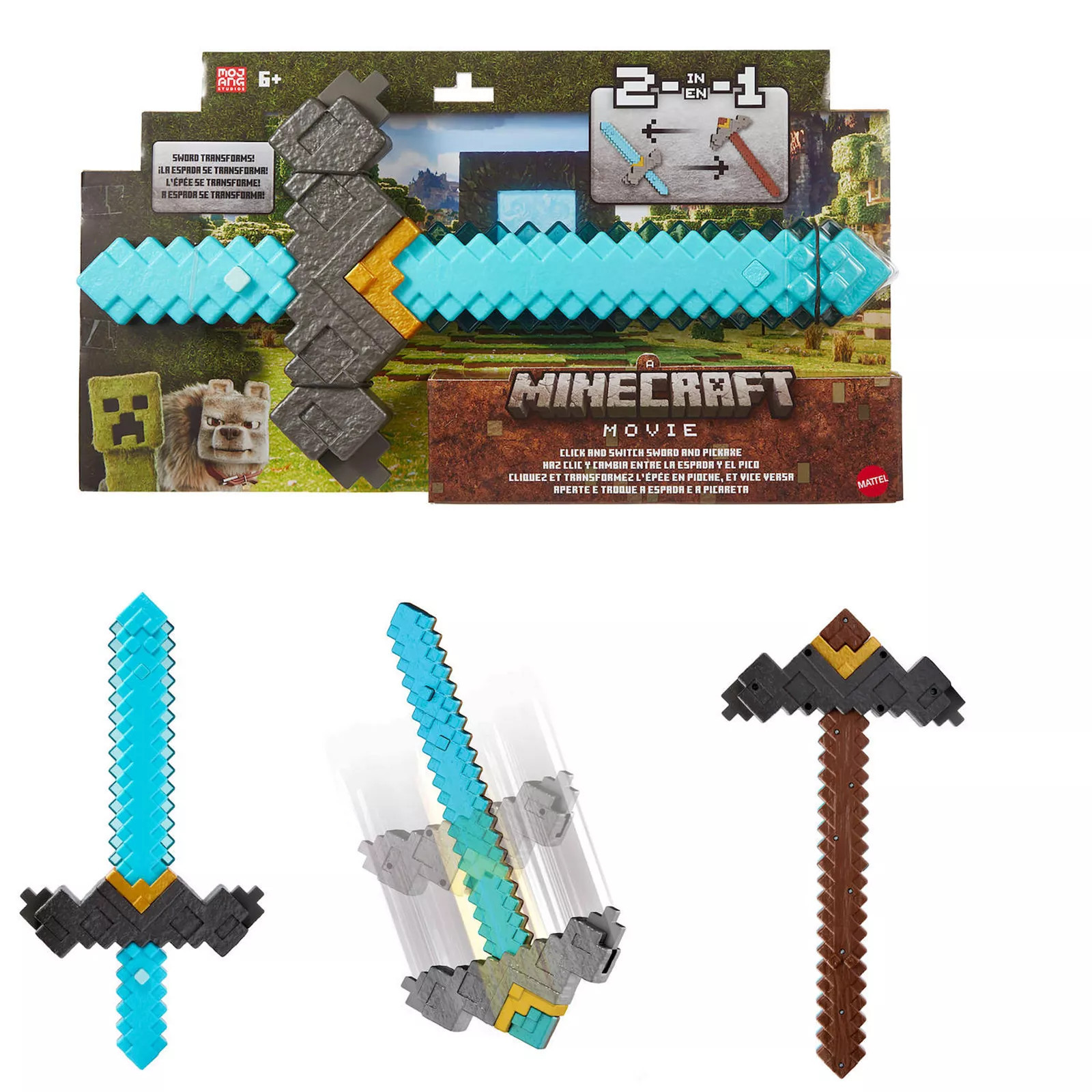Mattel Minecraft Click and Switch 2-in-1 Sword and Pickaxe Role-Play Toy, Multi | Kohl's