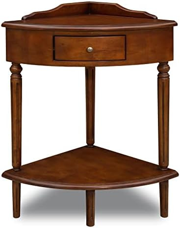 Leick Home Coastal Corner Table, Solid Wood, Brown, 1 Drawer, 1 Display Shelf, Small Size, Easy A... | Amazon (US)
