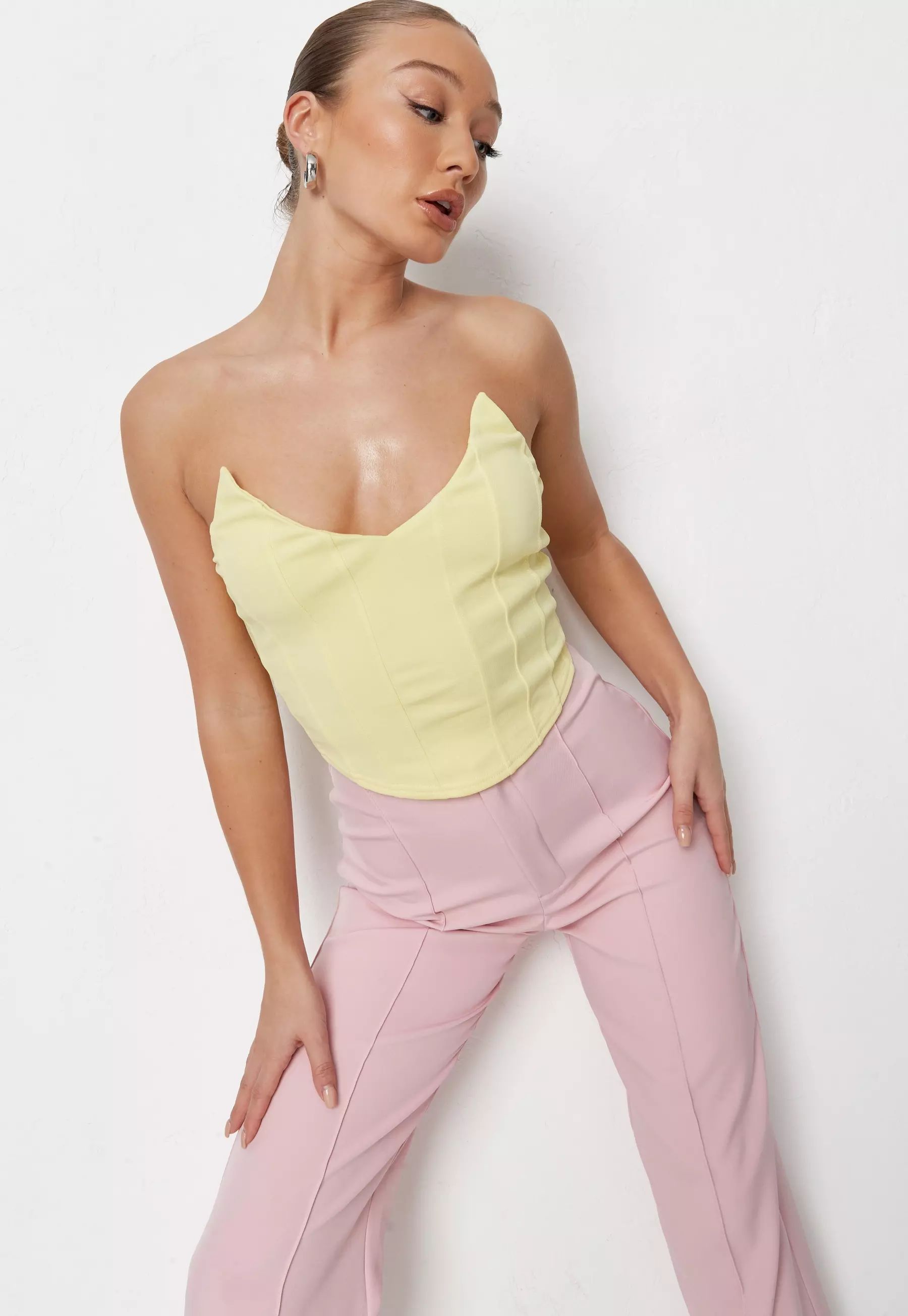 Yellow High Bust Point Bandeau Corset Top | Missguided (US & CA)