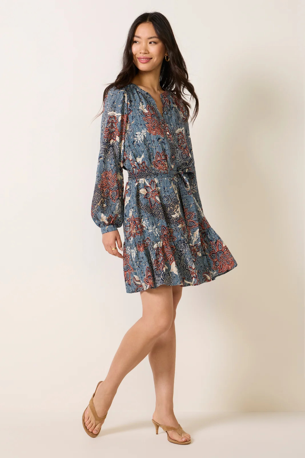 Mina Belted Long Sleeve Mini Dress | Evereve