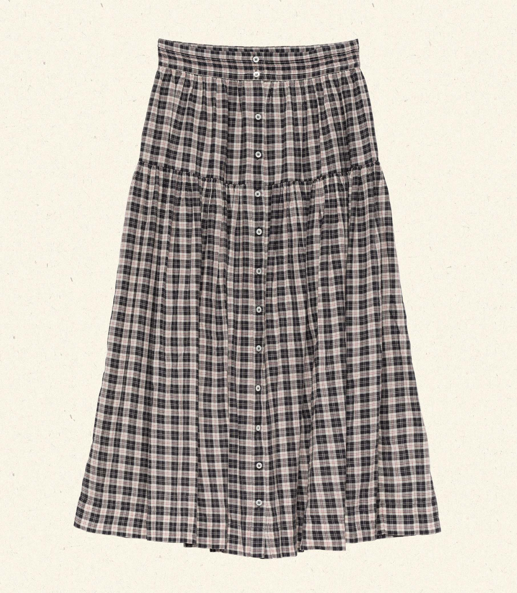 Fabienne Skirt - Navy Countryside Plaid | DÔEN | DOEN