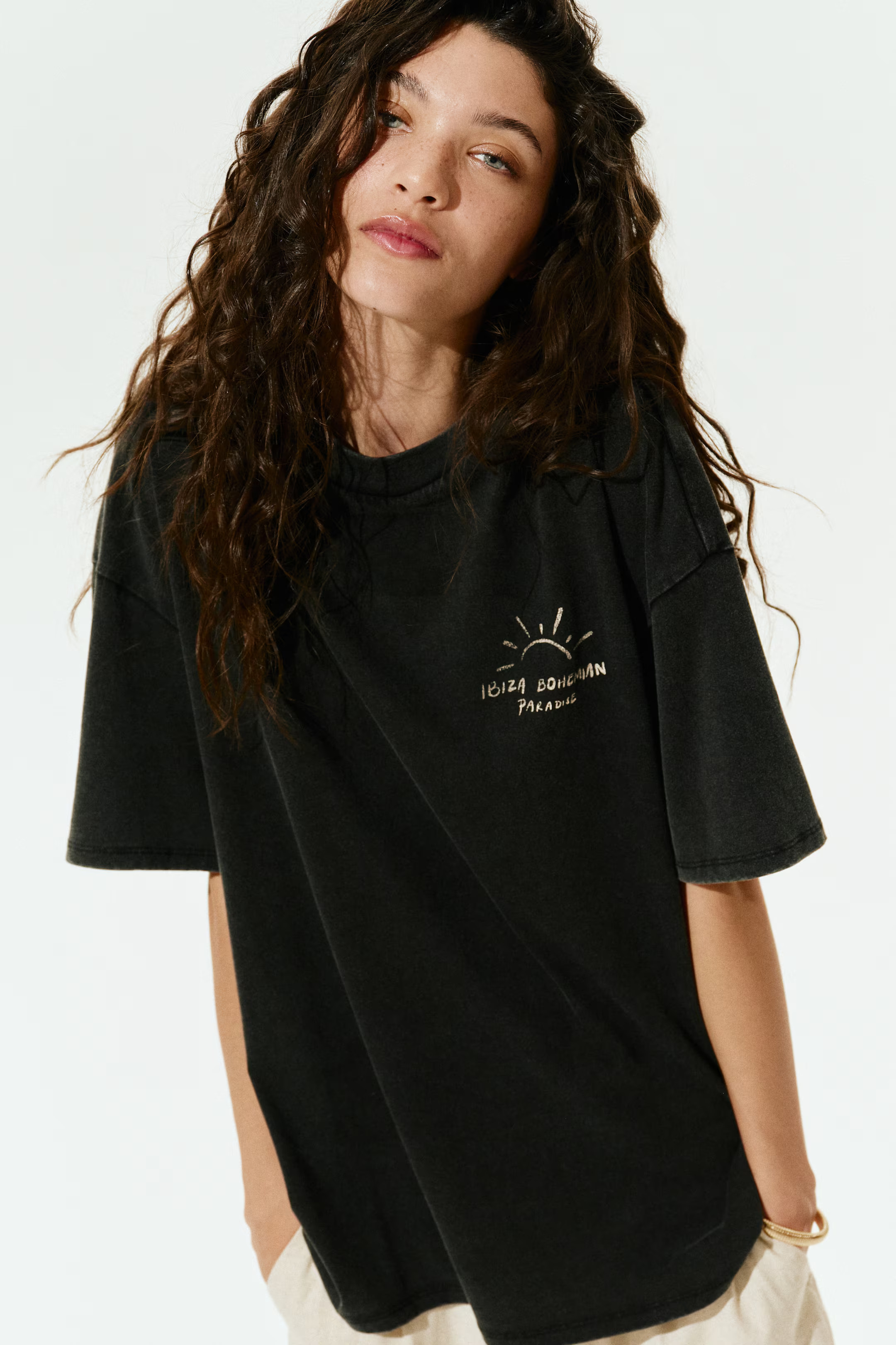 Oversized motif-detail T-shirt | H&M (UK, MY, IN, SG, PH, TW, HK)
