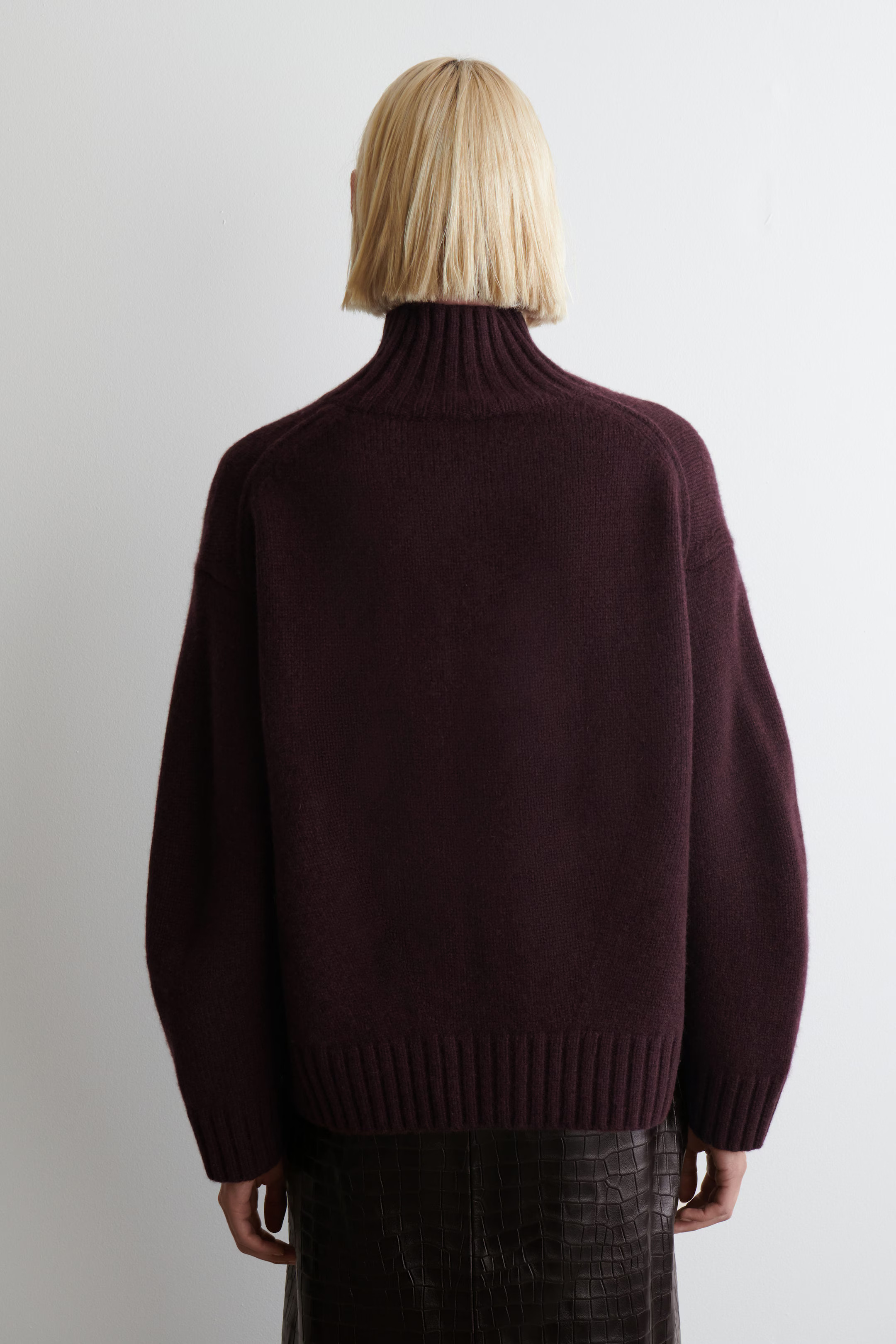 CASHMERE HIGH-NECK SWEATER - BURGUNDY MÉLANGE | COS | COS (EU)