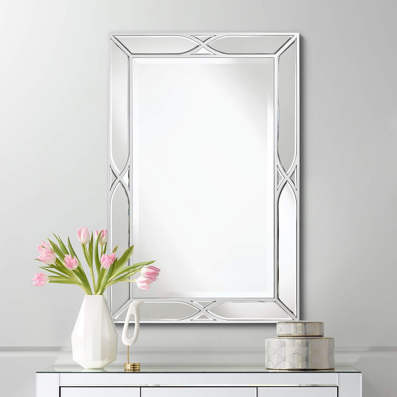 Tryon Silver 25" x 38" Beveled Wall Mirror | LampsPlus.com