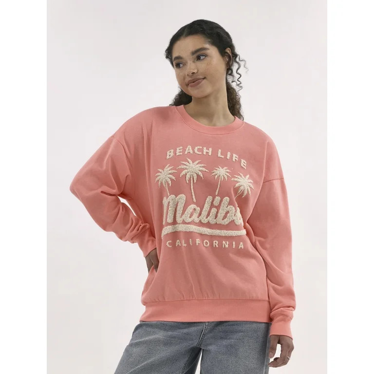 No Boundaries Oversized Graphic Crewneck Sweatshirt, Women's | Walmart (US)