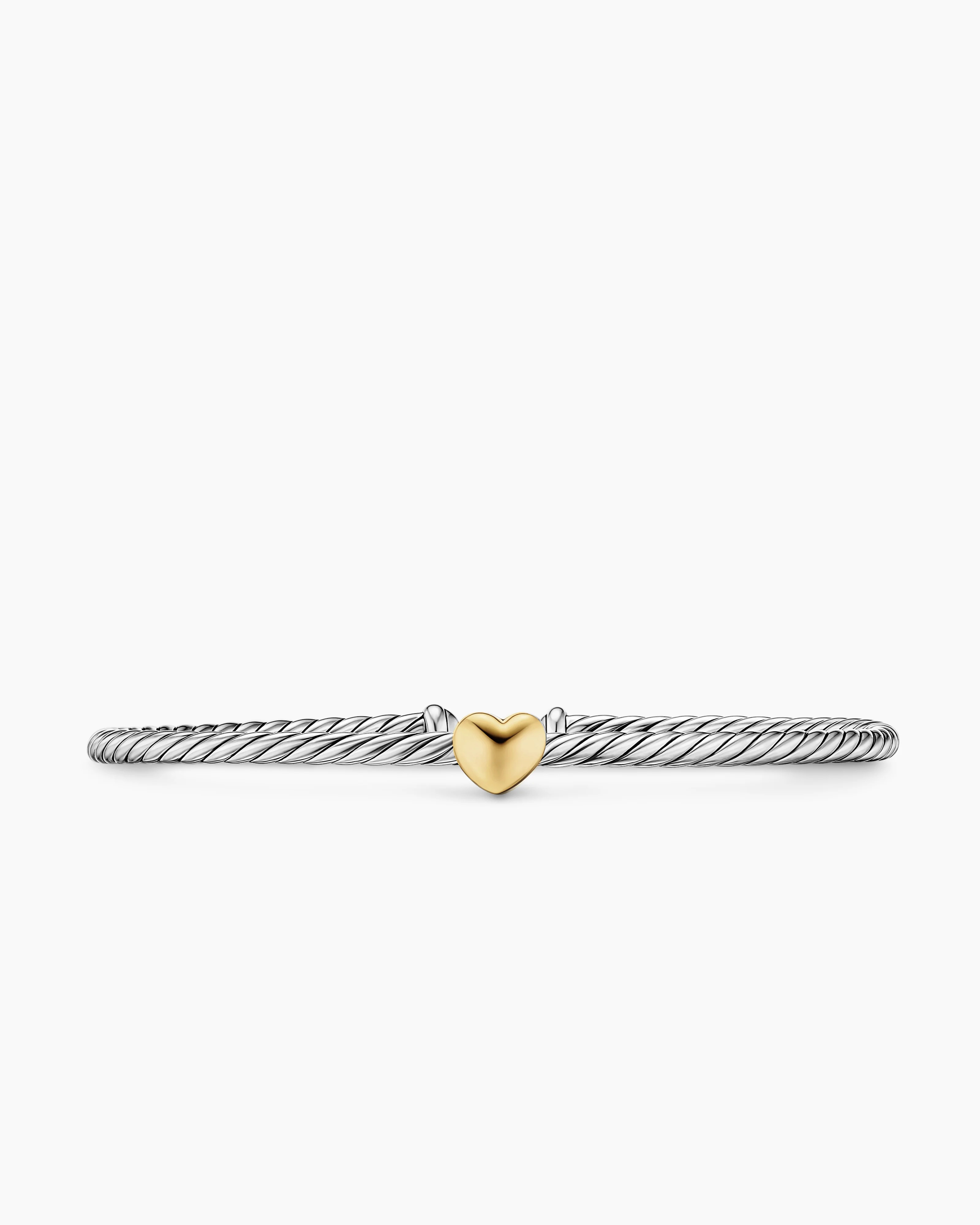 David Yurman | Micro Cable Flex Heart Station Bracelet in Sterling Silver with 14K Yellow Gold, 2... | David Yurman